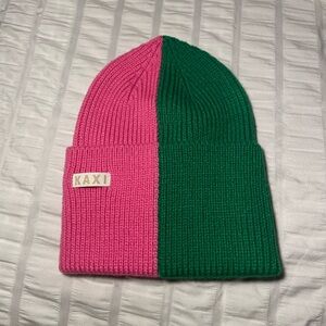 KAXI 🩷💚 Pink and Green two tone thick knit beanie NWOT